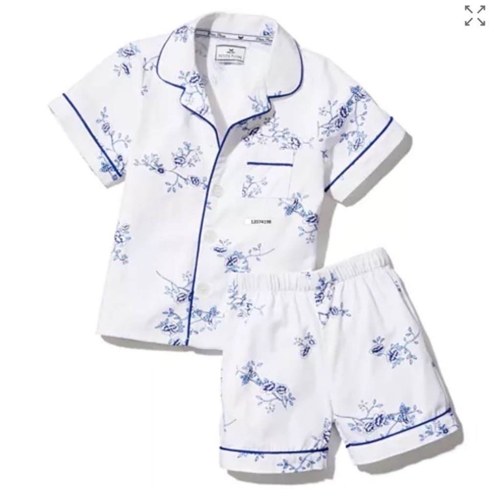 Petite Plume Indigo Floral Classic Pajama Short Set Size 3 White Blue SSSIF103